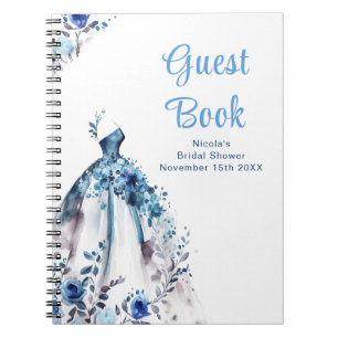 Blue Floral Dress Bridal Shower Guest Book