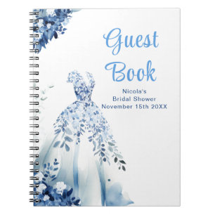Blue Floral Dress Bridal Shower Guest Book