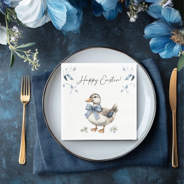 Blue floral Duck Easter  Napkin (Creator Uploaded)
