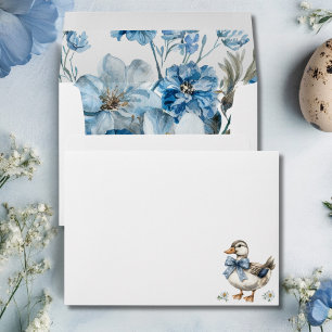Blue Floral Duck  Envelope