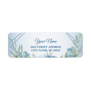 Blue Floral Dusty Vintage Wedding Return Address