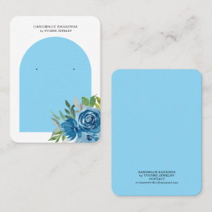 Blue Floral Earring Display Holder Business Card