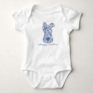 Blue Floral Easter Bunny Coquette Baby Bodysuit