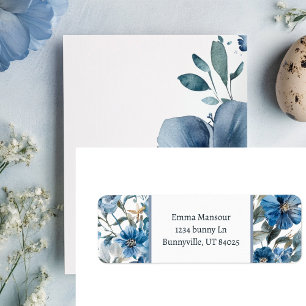 Blue Floral Easter Return Address