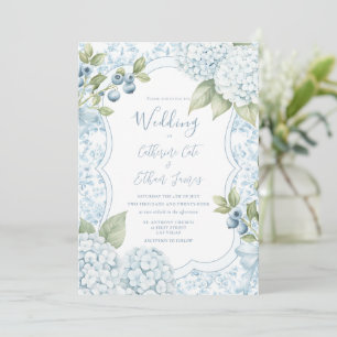 Blue Floral Elegant Blue Hydrangea Wedding  Invitation