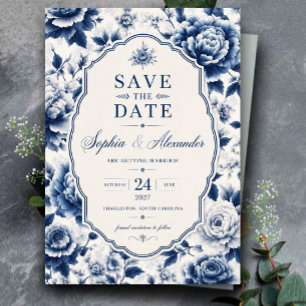  Blue Floral Elegant Chinoiserie Classic Save The Date