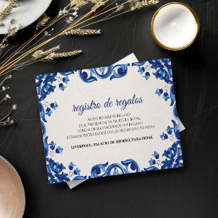 Blue Floral Elegant Fiesta Spanish Wedding Enclosure Card