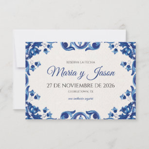 Blue Floral Elegant Fiesta Spanish Wedding Save The Date