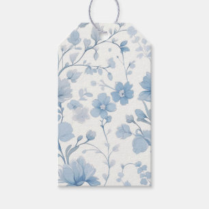 Blue Floral Elegant Whimsical Garden Party Gift Tags