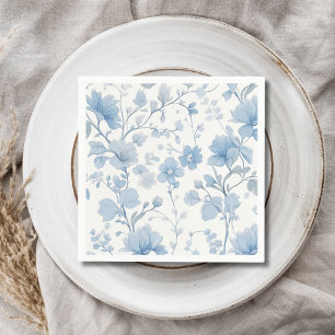 Blue Floral Elegant Whimsical Garden Party Napkin