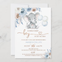 Blue Floral Elephant Balloons Baby Shower 