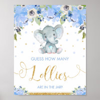 Blue Floral Elephant Guess How Many Lollies Game