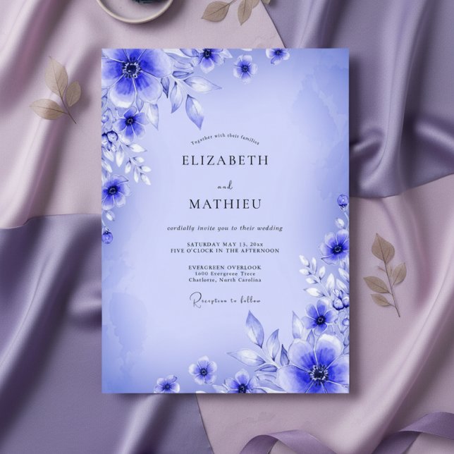 Blue Floral Ethereal Wedding Invitation (Creator Uploaded)