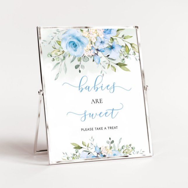 Blue floral eucalyptus babies are sweet pedestal sign (Creator Uploaded)