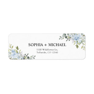 Blue Floral Eucalyptus Wedding Return Address