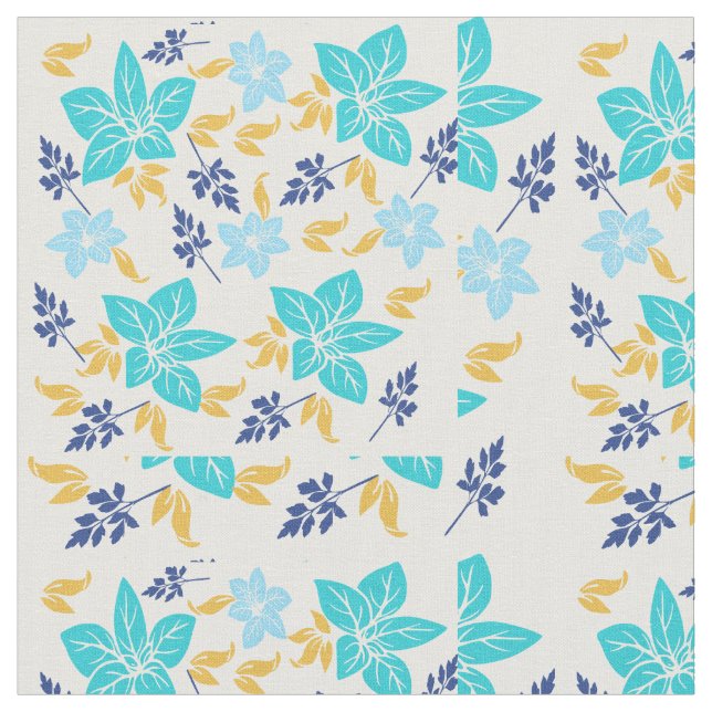 Blue Floral Fabric (Close Up)