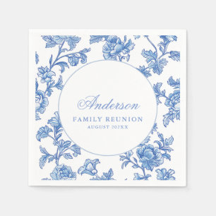 Blue Floral Family Reunion Party Napkin