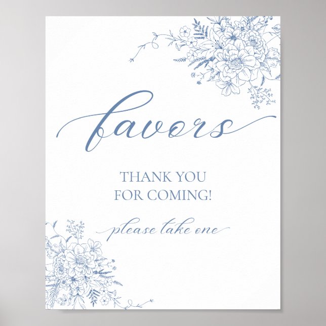 Blue Floral Favour  Poster (Front)