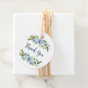 Blue floral favour tag, boho chic, Baby shower boy Tags
