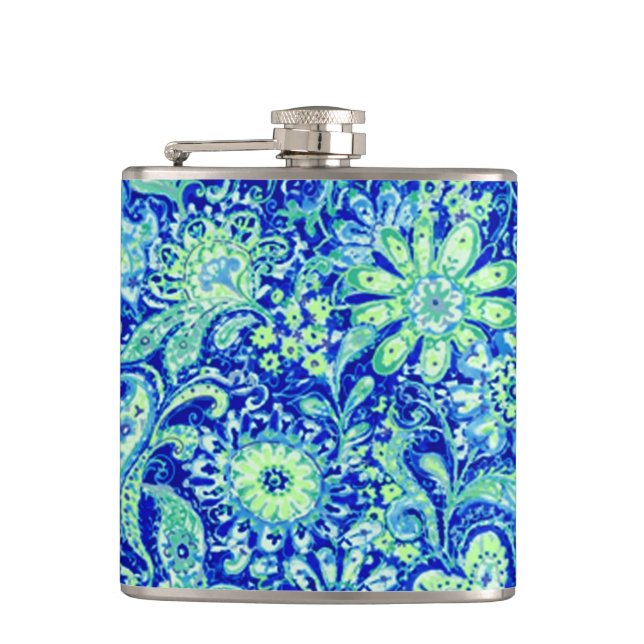 Blue Floral Flask (Front)