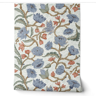 Blue Floral Flowers Chinoiserie Chintz (L) Wallpaper