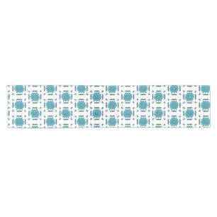 Blue Floral Folk Art Short Table Runner