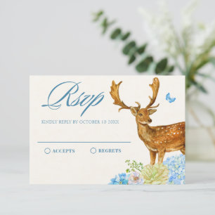 Blue floral forest wild animal nature  RSVP card