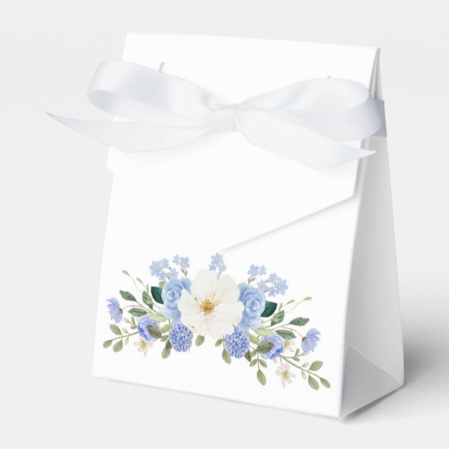 Blue Floral Forget Me Not Favor Box (Front Side)