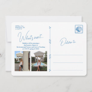 Blue Floral Frame Coastal Graduation Announcement