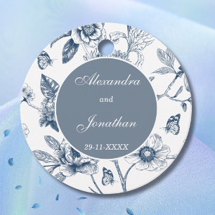 Blue Floral French Christian Wedding Thank You Favour Tags