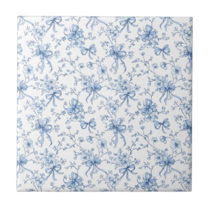Blue Floral French Toile Tile