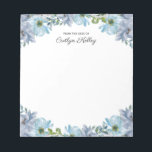 Blue Floral From the Desk of, Personalised Notepad<br><div class="desc">This beautiful notepad features watercolor flowers in shades of blue and your personalisation.  Use the template form to add your text.</div>