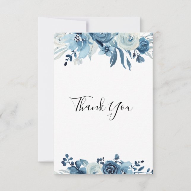 blue floral funeral thank you note (Front)