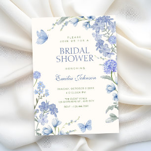 Blue floral garden bridal shower invitation