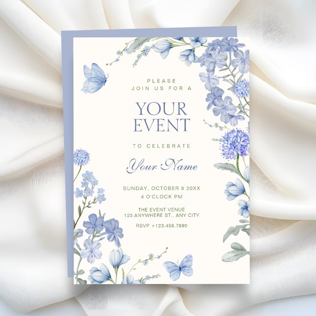 Blue floral garden  invitation (Creator Uploaded)