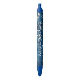Blue Floral Gardens Black Ink Pen