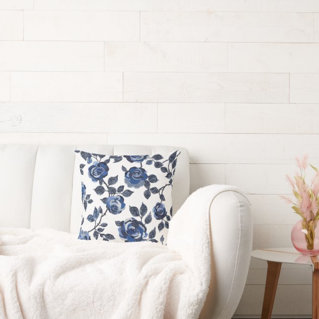 Blue Floral Gardens Cushion (Couch)