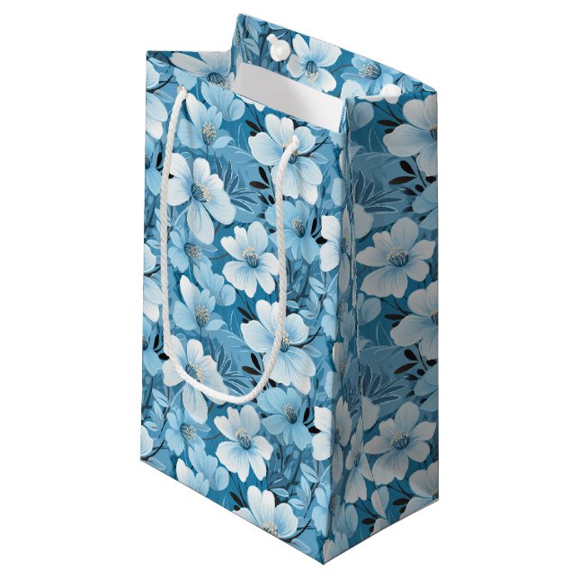 Blue Floral Gift Bag (Front Angled)