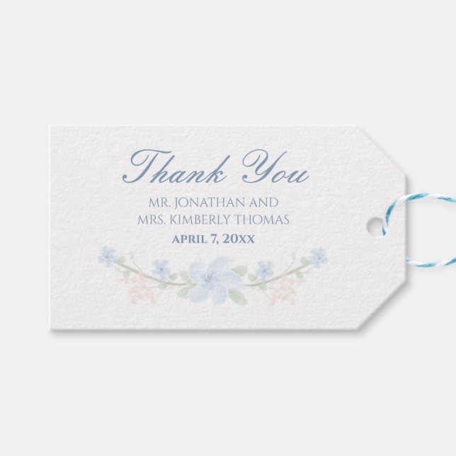 Blue Floral Gift Tags (Front (Horizontal))