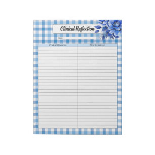 Blue Floral Gingham_ Clinical Reflection Notepad