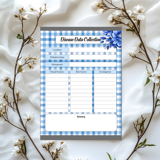 Blue Floral Gingham _ Disease Data Collection Notepad (Creator Uploaded)