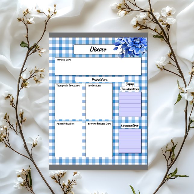Blue Floral Gingham _ Disease Temp 2 Notepad (Creator Uploaded)