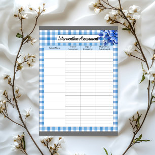 Blue Floral Gingham _ Intervention Assessment Notepad