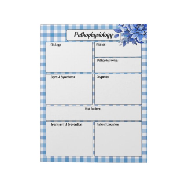 Blue Floral Gingham_ Pathophysiology Temp Notepad (Rotated)