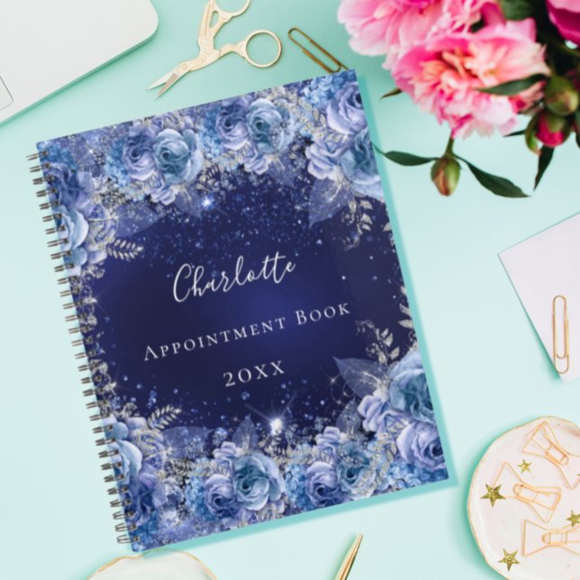 Blue floral glitter dust name glamourous 2022 planner (Creator Uploaded)
