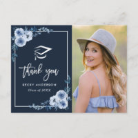 blue floral graduation thank you