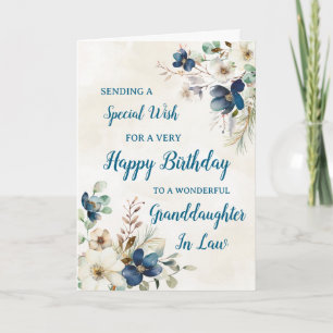 Blue Floral Granddaughter In Law Birthday Card
