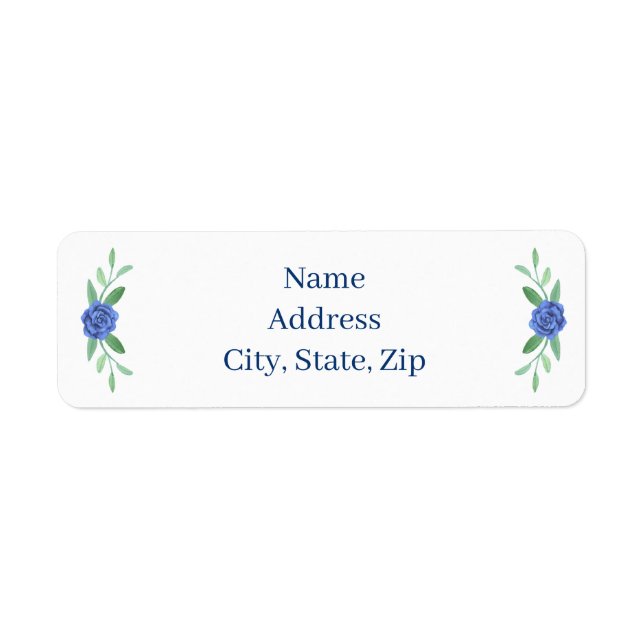 Blue Floral Greenery Foliage Address Labels (Front)