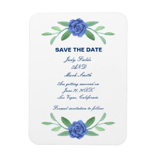 Blue Floral Greenery Foliage Save The Date Magnet