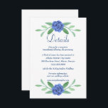 Blue Floral Greenery Foliage Wedding Details Card<br><div class="desc">Including all your wedding day details is an important part of your wedding invitation suite. Adding reception cards or information cards,  along with your wedding invite is the proper way to communicate details about your post-ceremony celebration,  hotel information and more.</div>